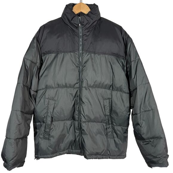 Double Down Quilted Puffer Jacket Casual Ski Winter Coat Mock Neck Black - L - Picture 1 of 5